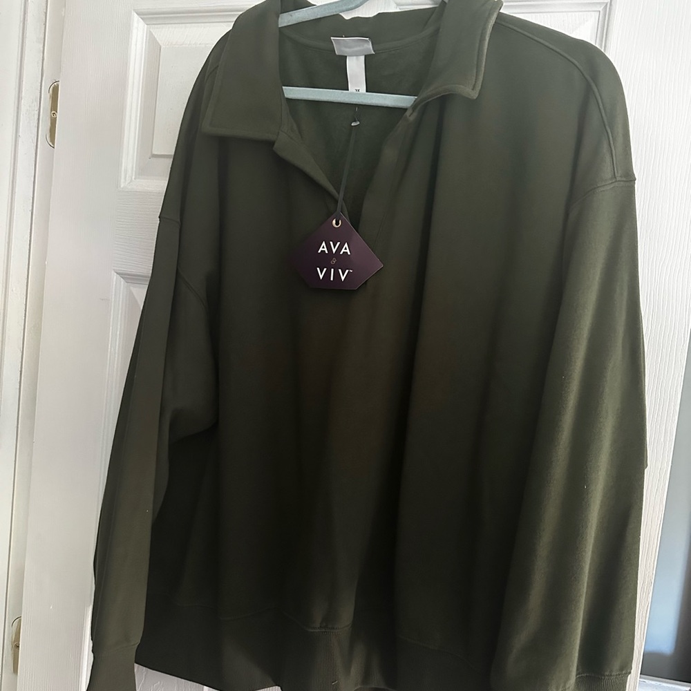 Ava & Viv Forest Green Polo Top